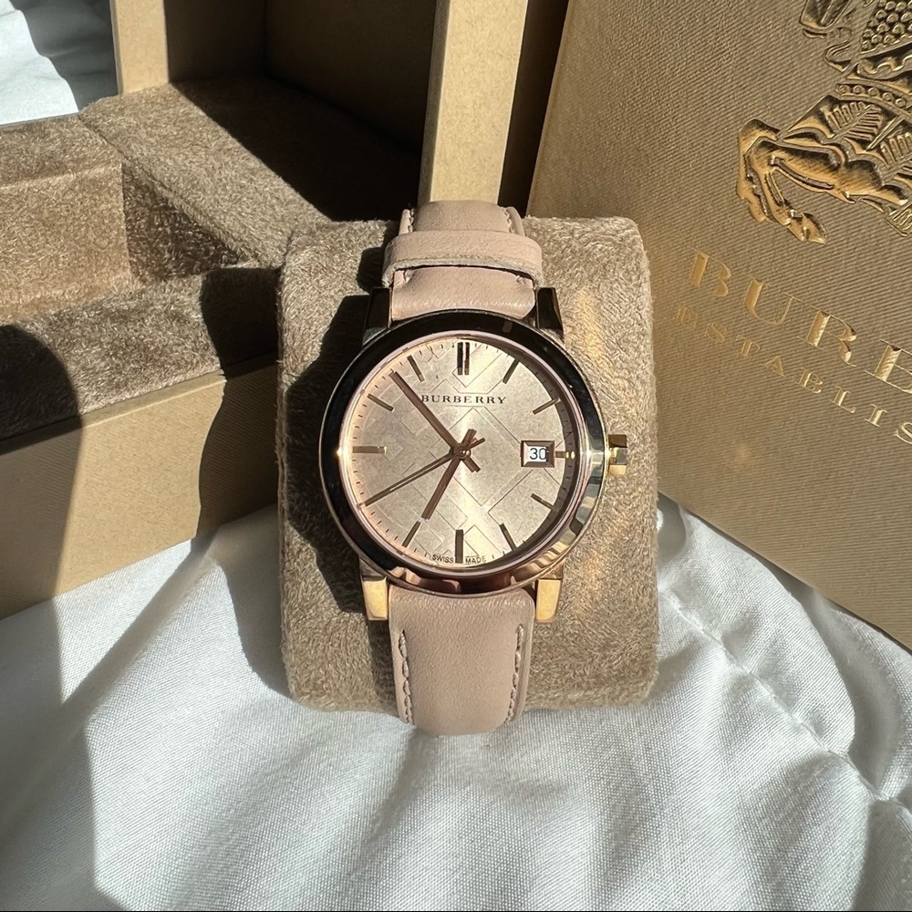Burberry Tan Leather Strap Watch